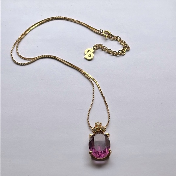 Genuine Christian Dior Oval Amethyst Pendant Necklace